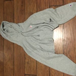 Grey Cropped Champion Hoodie